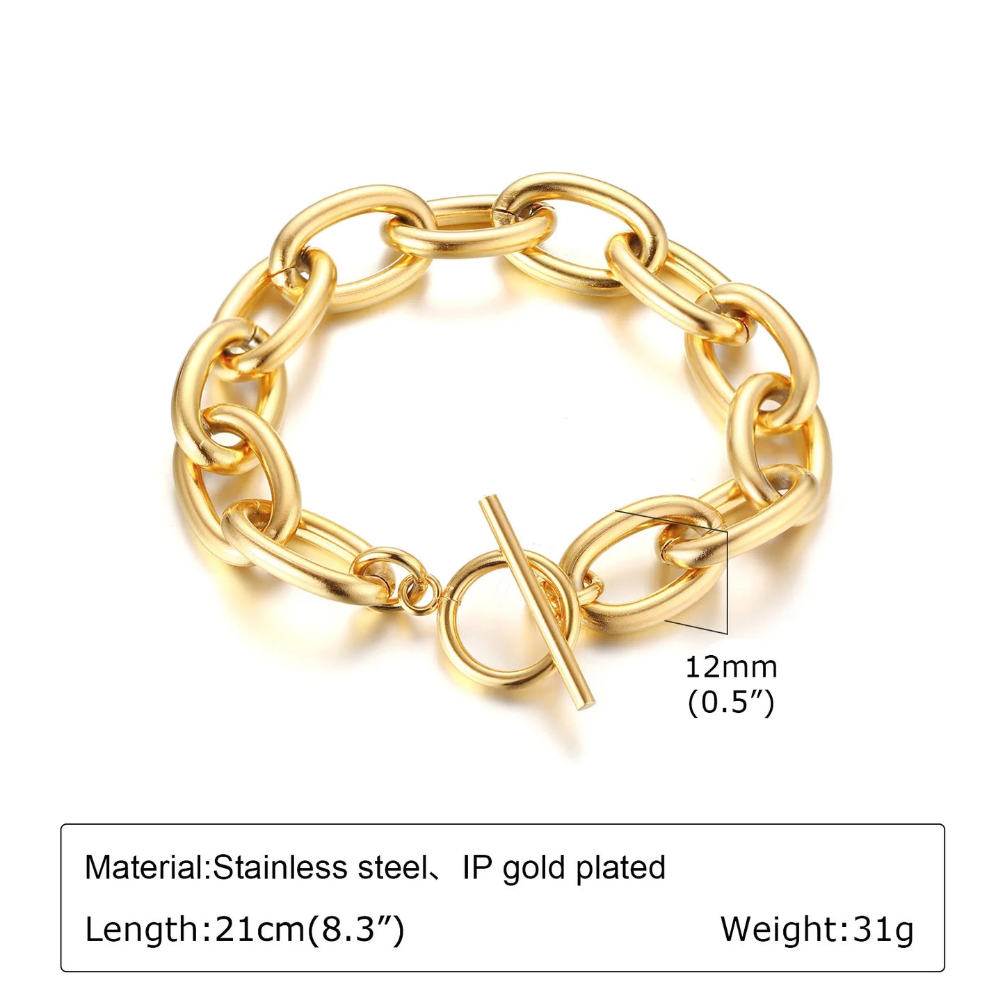 Chunky Gold Chain Bracelet – Waterproof Stainless Steel