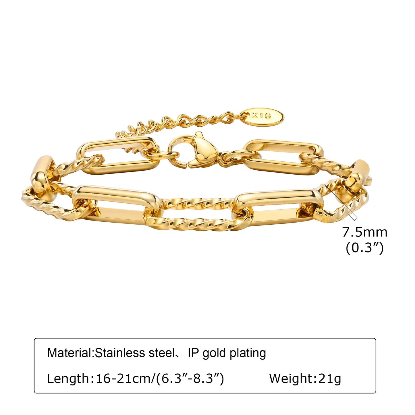 Chunky Gold Chain Bracelet – Waterproof Stainless Steel