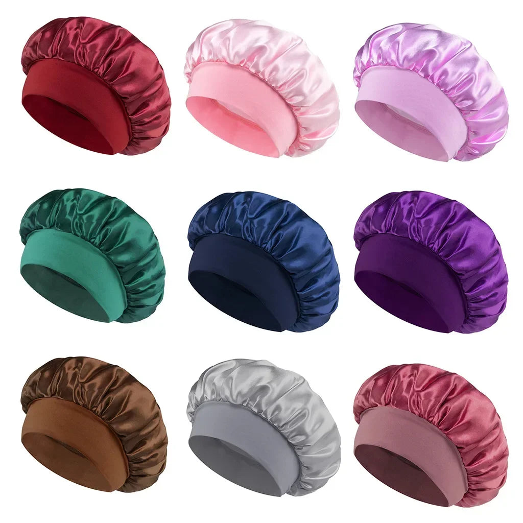Satin Hair Bonnet – Wide-Band Sleep Cap for Hair Care