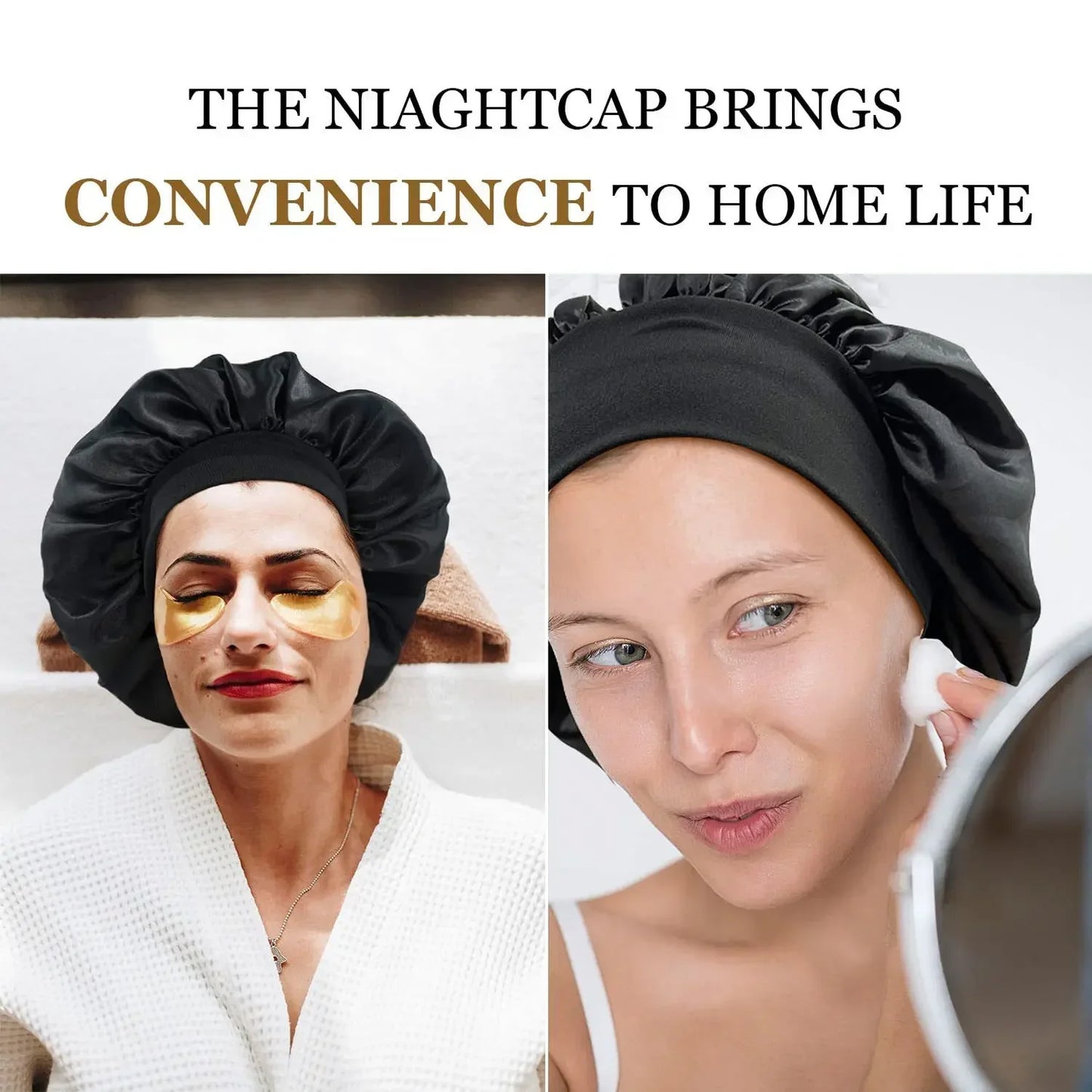 Satin Hair Bonnet – Wide-Band Sleep Cap for Hair Care