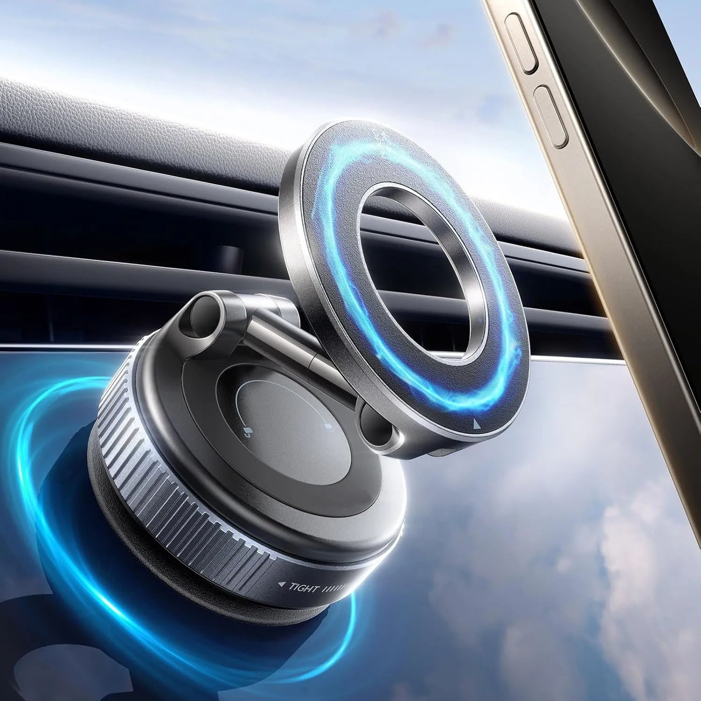 Vacuum magnetic phone holder, Magsafe suction cup phone holder, 360 ° adjustable magnetic phone holder, pocket sized foldable