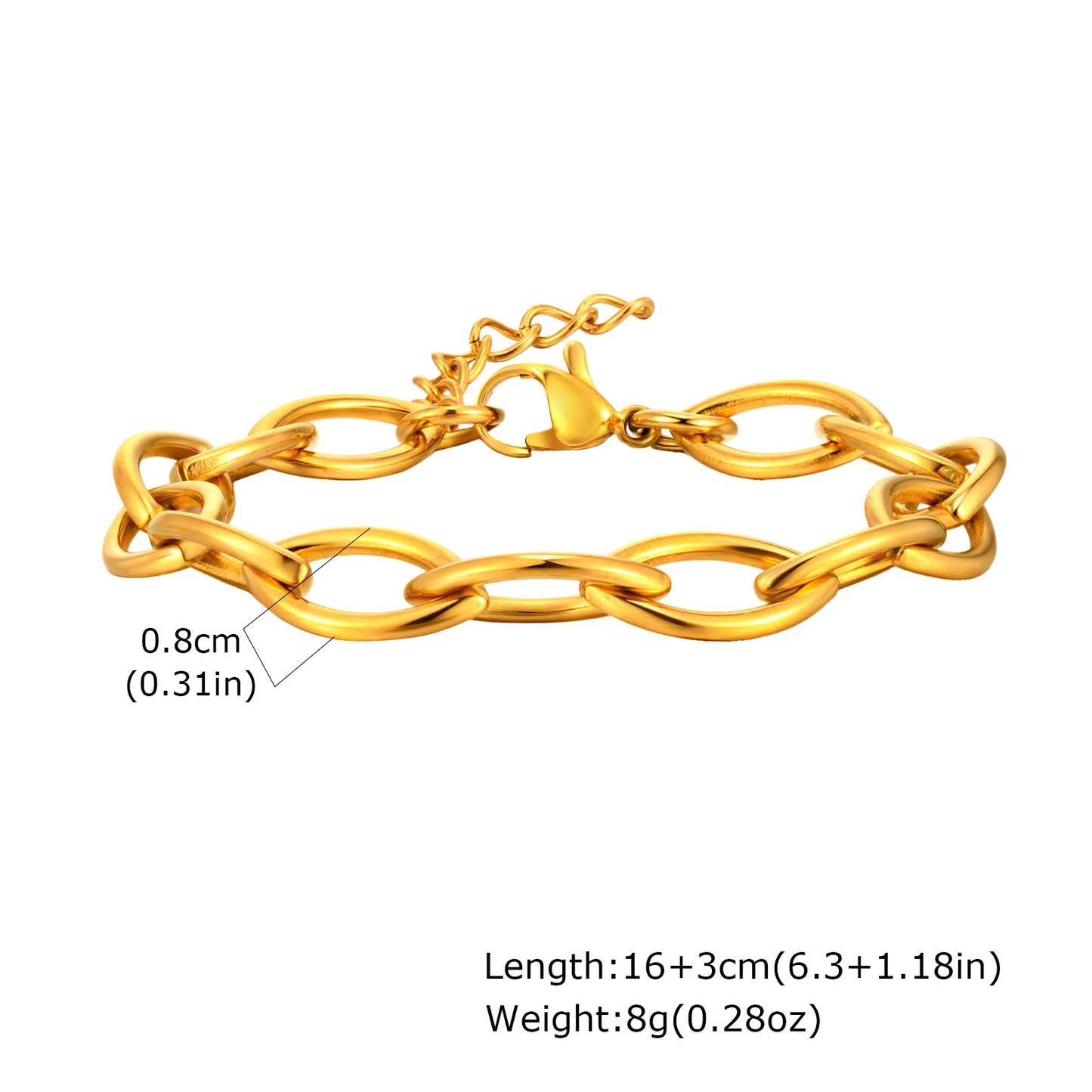 Chunky Gold Chain Bracelet – Waterproof Stainless Steel