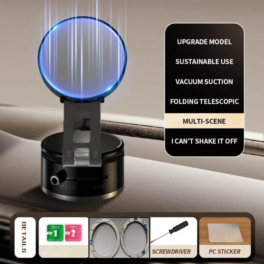 Vacuum magnetic phone holder, Magsafe suction cup phone holder, 360 ° adjustable magnetic phone holder, pocket sized foldable