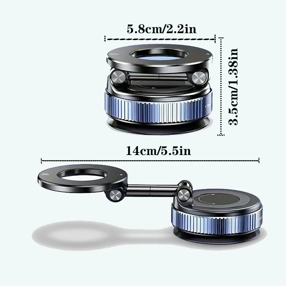 Vacuum magnetic phone holder, Magsafe suction cup phone holder, 360 ° adjustable magnetic phone holder, pocket sized foldable