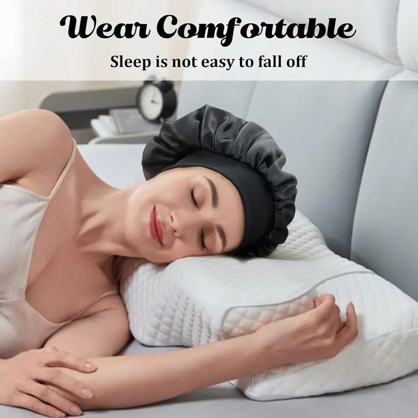 Satin Hair Bonnet – Wide-Band Sleep Cap for Hair Care